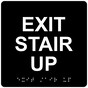 Black 6-Inch Square ADA Braille EXIT STAIR UP Sign RRE-665_White_on_Black