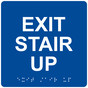 Square Blue ADA Braille EXIT STAIR UP Sign RRE-665_White_on_Blue