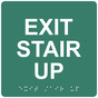 Pine Green 6-Inch Square ADA Braille EXIT STAIR UP Sign RRE-665_White_on_PineGreen