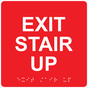 Red 6-Inch Square ADA Braille EXIT STAIR UP Sign RRE-665_White_on_Red