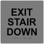 Gray 9-Inch Square ADA Braille EXIT STAIR DOWN Sign RRE-670-99_Black_on_Gray