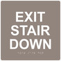 Taupe 9-Inch Square ADA Braille EXIT STAIR DOWN Sign RRE-670-99_White_on_Taupe