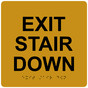 Gold 6-Inch Square ADA Braille EXIT STAIR DOWN Sign RRE-670_Black_on_Gold
