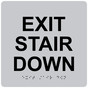 Silver 6-Inch Square ADA Braille EXIT STAIR DOWN Sign RRE-670_Black_on_Silver