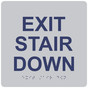 Silver 6-Inch Square ADA Braille EXIT STAIR DOWN Sign RRE-670_MarineBlue_on_Silver