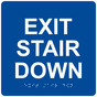 Square Blue ADA Braille Exit Stair Down Sign