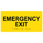 Yellow ADA Braille Emergency Exit Sign with Tactile Text - RSME-28041_Black_on_Yellow