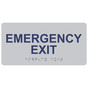 Silver ADA Braille Emergency Exit Sign with Tactile Text - RSME-28041_MarineBlue_on_Silver