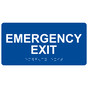 Blue ADA Braille Emergency Exit Sign with Tactile Text - RSME-28041_White_on_Blue