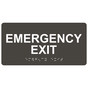 Charcoal Gray ADA Braille Emergency Exit Sign with Tactile Text - RSME-28041_White_on_CharcoalGray
