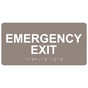 Taupe ADA Braille Emergency Exit Sign with Tactile Text - RSME-28041_White_on_Taupe