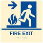 Square Ivory ADA Braille FIRE EXIT Right Sign - RRE-245-99_Blue_on_Ivory