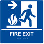 Square Blue ADA Braille FIRE EXIT Right Sign - RRE-245-99_White_on_Blue