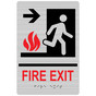 Brushed Silver ADA Braille FIRE EXIT Sign with Symbol RRE-275_MULTI_Black_on_BrushedSilver