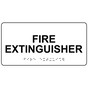White ADA Braille Fire Extinguisher Sign with Tactile Text - RSME-345_Black_on_White