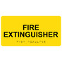 Yellow ADA Braille Fire Extinguisher Sign with Tactile Text - RSME-345_Black_on_Yellow
