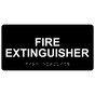 Black ADA Braille Fire Extinguisher Sign with Tactile Text - RSME-345_White_on_Black