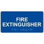 Blue ADA Braille Fire Extinguisher Sign with Tactile Text - RSME-345_White_on_Blue