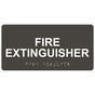 Charcoal Gray ADA Braille Fire Extinguisher Sign with White Tactile Text