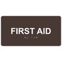 Dark Brown ADA Braille First Aid Sign with Tactile Text - RSME-350_White_on_DarkBrown