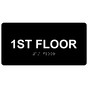 Black ADA Braille Custom Floor Number Sign with Tactile Text - RSME-250_White_on_Black