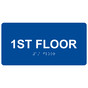 Blue ADA Braille Custom Floor Number Sign with Tactile Text - RSME-250_White_on_Blue