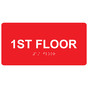 Red ADA Braille Custom Floor Number Sign with Tactile Text - RSME-250_White_on_Red