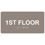 Taupe ADA Braille Custom Floor Number Sign with Tactile Text - RSME-250_White_on_Taupe