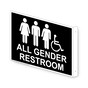Projection-Mount Black Accessible ALL GENDER RESTROOM Sign With Symbol