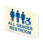Projection-Mount Ivory ALL GENDER RESTROOM Sign With Dynamic Accessibility Symbol RRE-25296Proj-Blue_on_Ivory