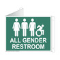 Pine Green Triangle-Mount ALL GENDER RESTROOM Sign With Dynamic Accessibility Symbol RRE-25296Tri-White_on_PineGreen