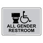 Silver Accessible ALL GENDER RESTROOM Sign With Toilet Symbol RRE-25302-Black_on_Silver