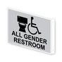 Projection-Mount Silver Accessible ALL GENDER RESTROOM Sign With Symbol RRE-25302Proj-Black_on_Silver