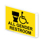 Projection-Mount Yellow Accessible ALL GENDER RESTROOM Sign With Symbol RRE-25302Proj-Black_on_Yellow