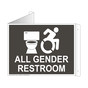 Charcoal Gray Triangle-Mount ALL GENDER RESTROOM Sign With Dynamic Accessibility Symbol