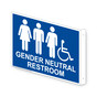 Projection-Mount Blue Accessible GENDER NEUTRAL RESTROOM Sign With Symbol RRE-25320Proj-White_on_Blue