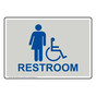 Pearl Gray Accessible All Gender RESTROOM Sign With Symbol RRE-25338-Blue_on_PearlGray