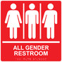 Square Red ADA Braille ALL GENDER RESTROOM Sign - RRE-25413-99_White_on_Red