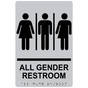 Silver ADA Braille ALL GENDER RESTROOM Sign with Symbol RRE-25413_Black_on_Silver