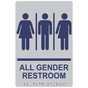 Silver ADA Braille ALL GENDER RESTROOM Sign with Symbol RRE-25413_MarineBlue_on_Silver