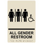Almond ADA Braille Accessible ALL GENDER RESTROOM Sign with Symbol RRE-25416_Black_on_Almond