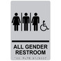 Silver ADA Braille Accessible ALL GENDER RESTROOM Sign with Symbol RRE-25416_Black_on_Silver