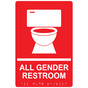 Red ADA Braille ALL GENDER RESTROOM Sign with Symbol RRE-25422_White_on_Red