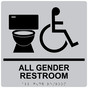 Square Silver ADA Braille Accessible ALL GENDER RESTROOM Sign - RRE-25425-99_Black_on_Silver