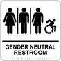 Square White Braille GENDER NEUTRAL RESTROOM Sign with Dynamic Accessibility Symbol - RRE-25443R-99_Black_on_White