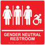 Square Red Braille GENDER NEUTRAL RESTROOM Sign with Dynamic Accessibility Symbol - RRE-25443R-99_White_on_Red