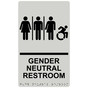 Pearl Gray Braille GENDER NEUTRAL RESTROOM Sign with Dynamic Accessibility Symbol RRE-25443R_Black_on_PearlGray