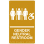 Gold Braille GENDER NEUTRAL RESTROOM Sign with Dynamic Accessibility Symbol RRE-25443R_White_on_Gold