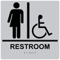 Square Silver ADA Braille Accessible RESTROOM Sign - RRE-25461-99_Black_on_Silver