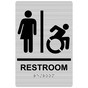 Brushed Silver Braille Gender Neutral RESTROOM Sign with Dynamic Accessibility Symbol RRE-25461R_Black_on_BrushedSilver
